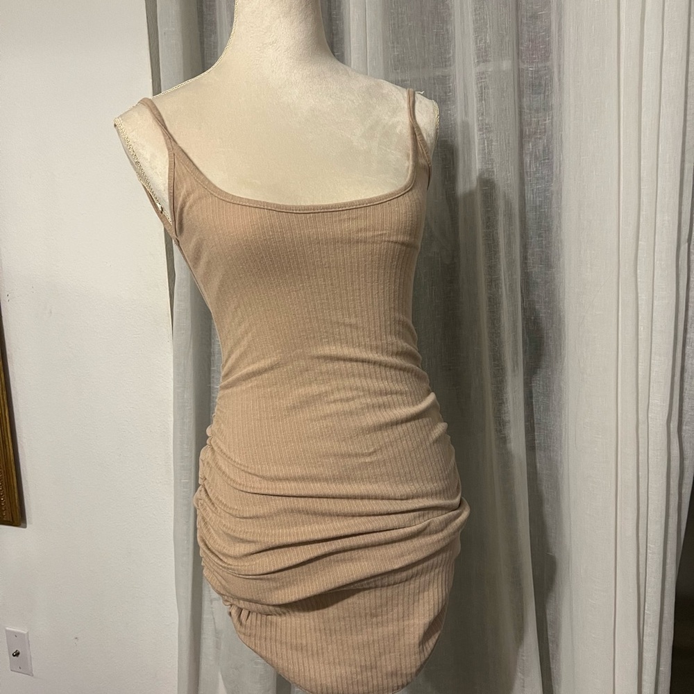 PrettyLittleThing Nude Ruched Dress